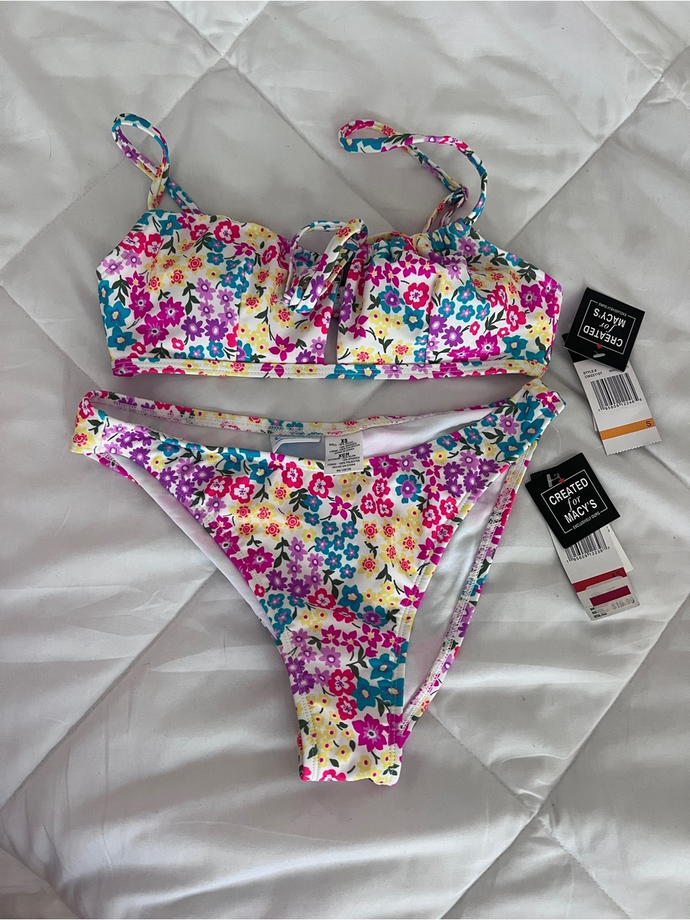 Women’s Floral Two-Piece Bikini - Pink, Blue, Yellow